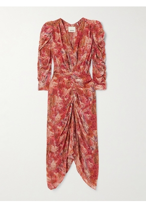 MARANT ÉTOILE - Nemil Gathered Devoré-chiffon Silk-blend Midi Dress - FR 34,FR 36,FR 38,FR 40,FR 42,FR 44