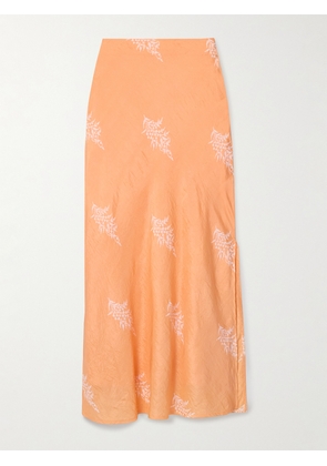 ALIX OF BOHEMIA - Lyra Floral-print Crinkled-silk Maxi Skirt - Orange - x small,small,medium,large,x large