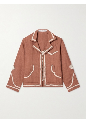 ALIX OF BOHEMIA - Western Ricrac-trimmed Linen Jacket - Brown - x small,small,medium,large,x large