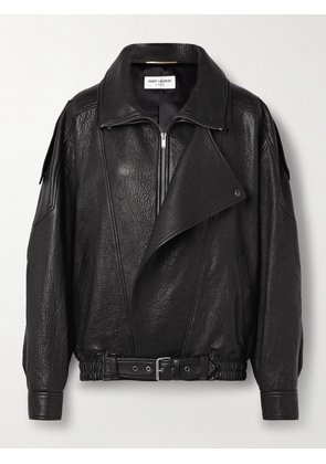SAINT LAURENT - Oversized Textured-leather Jacket - Black - FR 30,FR 32,FR 34,FR 36,FR 38,FR 40,FR 42,FR 44,FR 46,FR 48