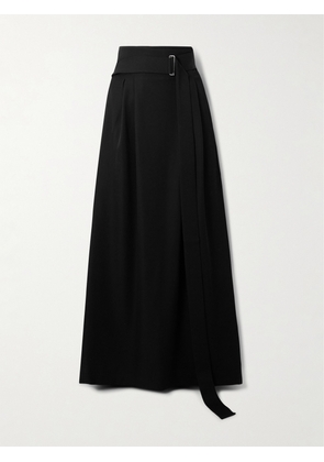 SASUPHI - Angela Belted Pleated Grain De Poudre Wool Maxi Skirt - Black - IT38,IT40,IT42,IT44