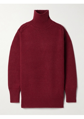 SASUPHI - Convertible Oversized Cutout Ribbed Cashmere Turtleneck Mini Dress - Burgundy - IT36,IT38,IT40,IT42,IT44