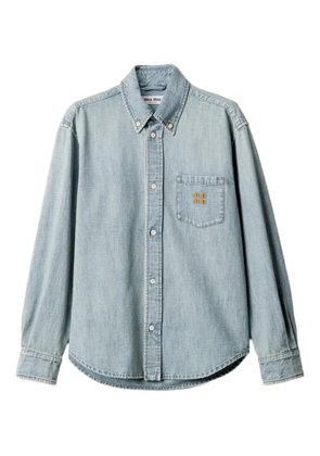 Miu Miu logo-embroidered shirt - Blue