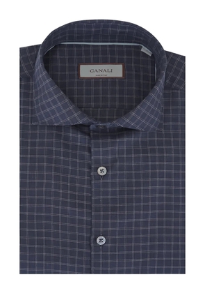 Canali checked buttoned shirt - Blue