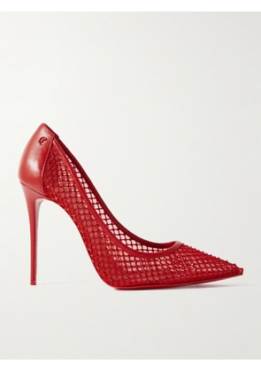 Christian Louboutin - Sporty Kate 100 Crystal-embellished Leather-trimmed Mesh Pumps - Red - IT35,IT35.5,IT36,IT36.5,IT37,IT37.5,IT38,IT38.5,IT39,IT39.5,IT40,IT40.5,IT41,IT41.5,IT42