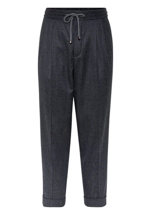 Brunello Cucinelli drawstring-waistband wool tapered trousers - Grey