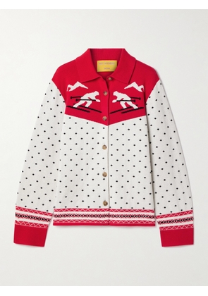Guest In Residence - Downhill Wool And Cashmere-blend Jacquard Cardigan - Red - x small,small,medium,large,x large