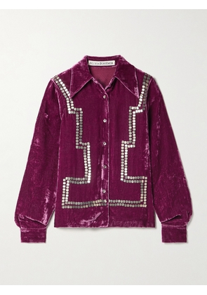 ALIX OF BOHEMIA - Dolly Embellished Crushed-velvet Shirt - Purple - x small,small,medium,large,x large