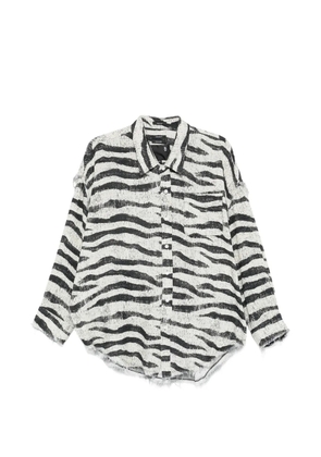 R13 zebra frayed shirt - White