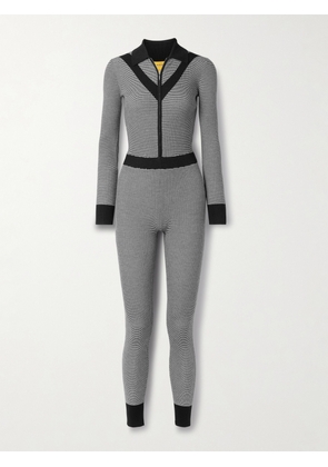 Guest In Residence - Speed Skate Ribbed Striped Merino Wool-blend Jumpsuit - Black - x small,small,medium,large,x large