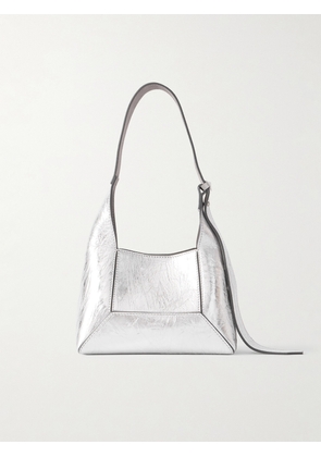 Jimmy Choo - Diamond Paneled Metallic Crinkled-leather Shoulder Bag - Silver - One size
