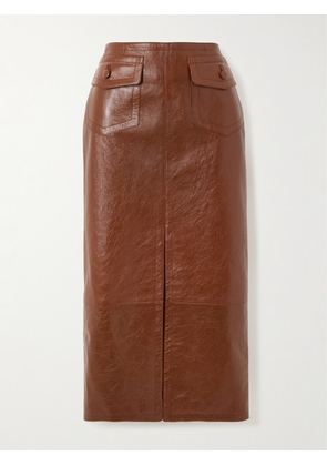 Chloé - Textured-leather Midi Skirt - Brown - FR 34,FR 36,FR 38,FR 40,FR 42,FR 44