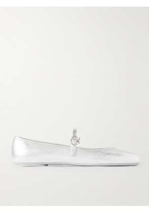 Gianvito Rossi - Carla Metallic Leather Mary Jane Flats - Silver - IT35,IT35.5,IT36,IT36.5,IT37,IT37.5,IT38,IT38.5,IT39,IT39.5,IT40,IT40.5,IT41,IT41.5,IT42
