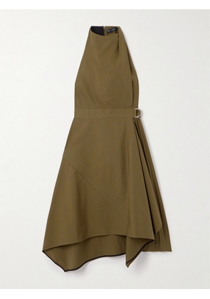 Proenza Schouler - Yoko Pleated Cotton-blend Poplin Dress - Green - US0,US2,US4,US6,US8,US10,US12,US14