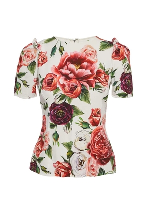 Dolce & Gabbana Pre-Owned floral-print ruffle top - White