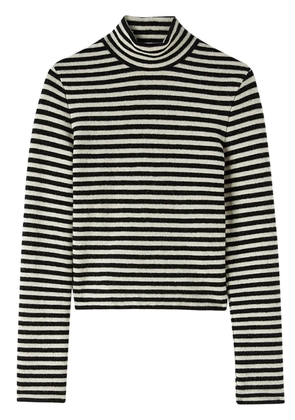 Jil Sander logo-patch striped wool sweater - Black