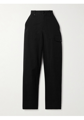 Proenza Schouler White Label - Octavia Cotton And Linen-blend Poplin Tapered Cargo Pants - Black - US0,US2,US4,US6,US8,US10