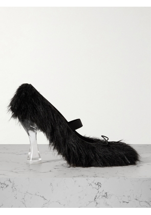 Simone Rocha - Bow-embellished Faux-fur Pumps - Black - IT35,IT36,IT37,IT38,IT39,IT40,IT41