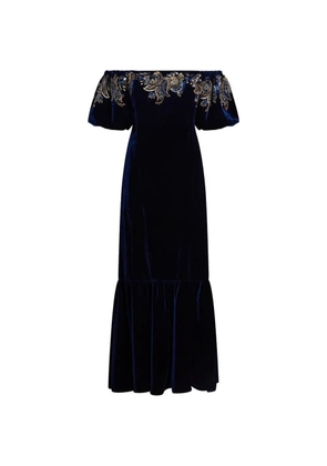 ETRO off-shoulder paisley-foliage maxi dress - Blue