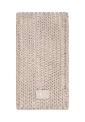 FENDI logo-patch scarf - Neutrals