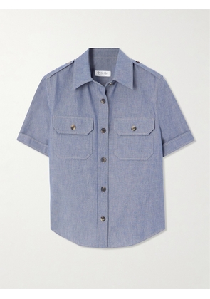 Loro Piana - Annalisa Cotton And Cashmere-blend Chambray Shirt - Blue - IT38,IT40,IT42,IT44,IT46,IT48