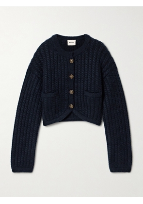 KHAITE - Balser Cable-knit Cashmere And Mohair-blend Cardigan - Blue - x small,small,medium,large