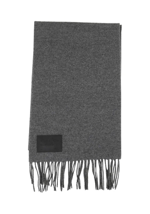 Hogan leather-plaque fringed scarf - Grey