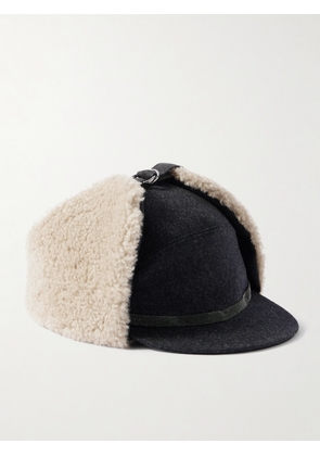 Brunello Cucinelli - Embellished Shearling-trimmed Wool-felt Cap - Cream - S,M,L