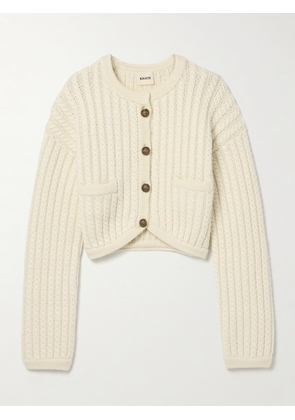KHAITE - Balser Cable-knit Cashmere And Mohair-blend Cardigan - Cream - x small,small,medium,large