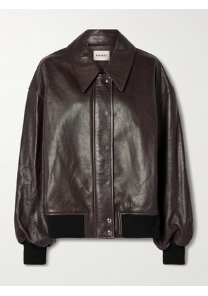 KHAITE - Shelman Leather Bomber Jacket - Brown - x small,small,medium,large