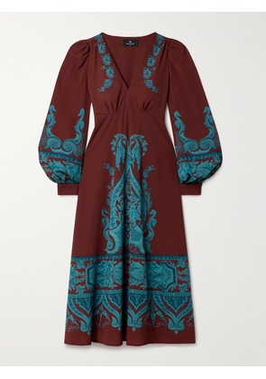 Etro - Printed Crepe Midi Dress - Brown - IT36,IT38,IT40,IT42,IT44,IT46