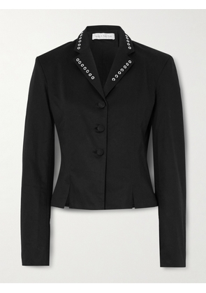 LUDOVIC DE SAINT SERNIN - Cookie Eyelet-embellished Cotton-blend Twill Blazer - Black - x small,small,medium,large