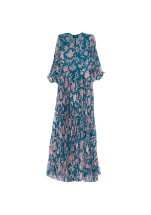 ETRO floral-pattern pleated dress - Blue