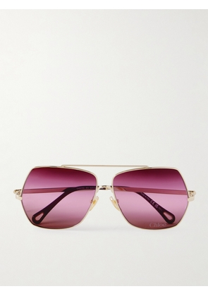 Chloé - Oversized Aviator-style Gold-tone Sunglasses - One size