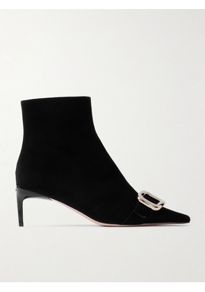 Roger Vivier - Viv' Canard 55 Suede Ankle Boots - Black - IT35,IT35.5,IT36,IT36.5,IT37,IT37.5,IT38,IT38.5,IT39,IT39.5,IT40,IT40.5,IT41,IT42