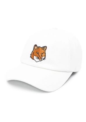 Maison Kitsuné Fox-motif cotton hat - White