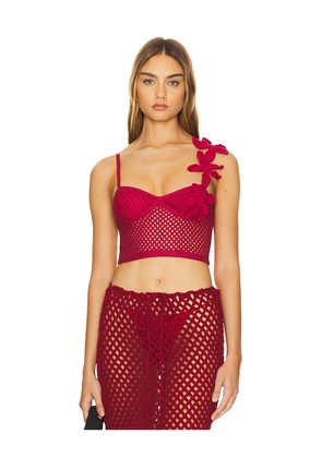 Agua Bendita X Revolve Ziah Crop Top in Red. Size L. Also in M, S, XL.