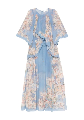 ZIMMERMANN floral-print ruffled dress - Blue