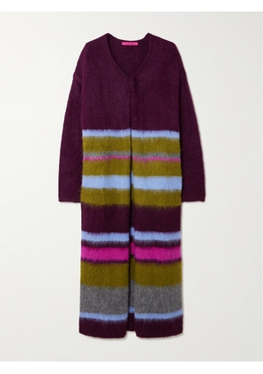 The Elder Statesman - Thistle Striped Alpaca-blend Cardigan - Purple - x small,small,medium,large