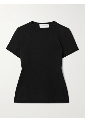 HIGH SPORT - Nat Cotton-blend Jacquard-knit Top - Black - x small,small,medium,large,x large