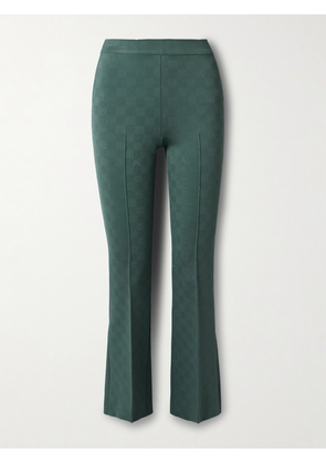 HIGH SPORT - Long Kick Stretch-jacquard Flared Pants - Green - x small,small,medium,large