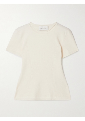 HIGH SPORT - Nat Cotton-blend Jacquard-knit Top - Cream - x small,small,medium,large,x large