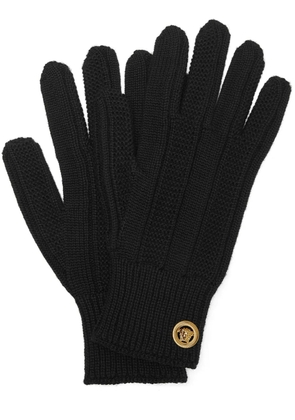 Versace Medusa-plaque ribbed-knit gloves - Black