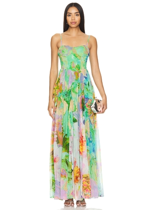 HEMANT AND NANDITA Corset Maxi Dress in Green. Size S. Also in XS.