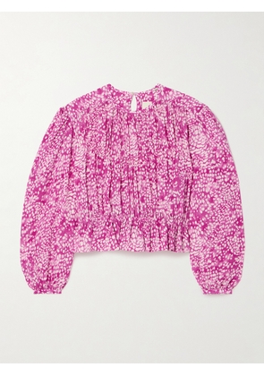 Isabel Marant - Gelina Gathered Printed Silk-blend Crepe Blouse - Pink - FR 34,FR 36,FR 38,FR 40,FR 42,FR 44