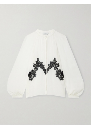 Gabriela Hearst - Yately Lace-trimmed Silk-chiffon Blouse - Ivory - IT36,IT38,IT40,IT42,IT44,IT46,IT48