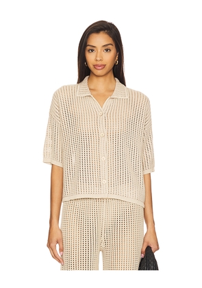 Barefoot Dreams Sunbleached Buttoned Short Sleeve in Beige. Size L. Also in XL.