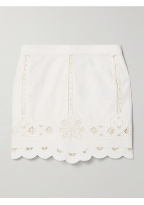Isabel Marant - Palmira Scalloped Broderie Anglaise Cotton Mini Skirt - White - FR 34,FR 36,FR 38,FR 40,FR 42,FR 44