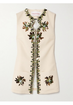 Valentino Garavani - Embellished Wool And Silk-blend Twill Vest - Cream - IT36,IT38,IT40,IT42,IT44,IT46