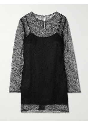 Veronica de Piante - Mabel Lace And Silk-charmeuse Mini Dress - Black - IT38,IT40,IT42,IT44,IT46